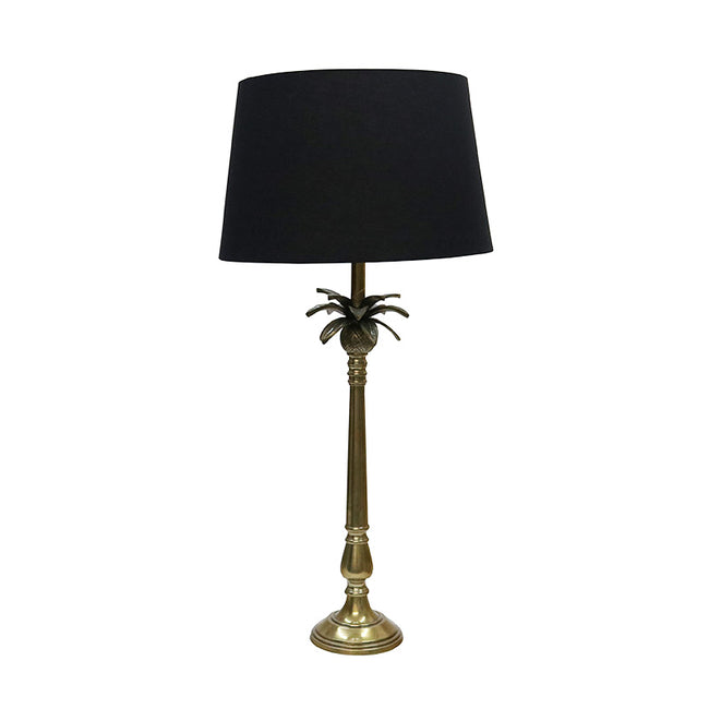 Cabana Palm Lamp with Shade - Antique Brass + Black
