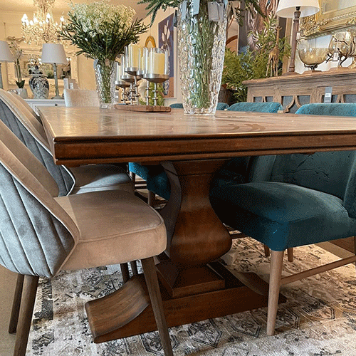 Columbia Pedestal Base Double Extension Dining Table Greenslades