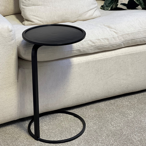 Small Round Couch Side Table - Black