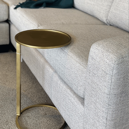 Small Gold Circular Couch Side Table