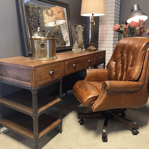 Cross-Leg Oak Desk