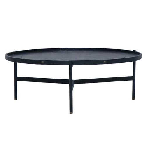 Harwood Round Coffee Table Large Black Greenslades Furniture