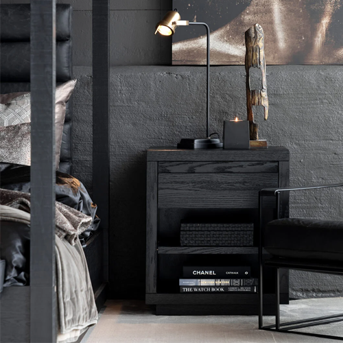 Artwood Hunter Bedside Table Black Greenslades Furniture