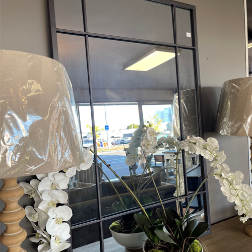 Rectangle Iron Grid Mirror