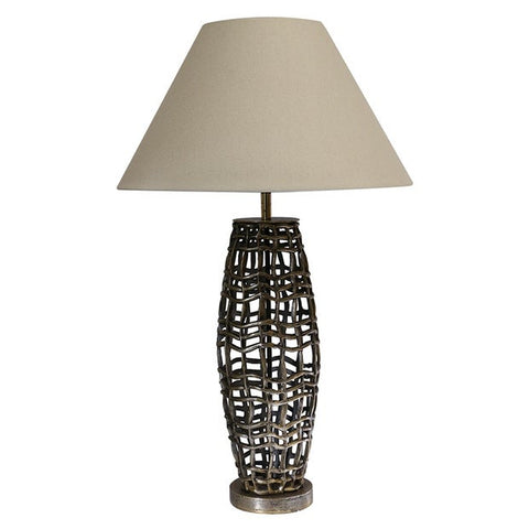 Beige Ceramic Lamp + Natural Linen Shade