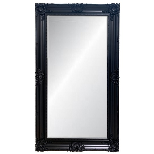 Large Black Ornate Leaner Mirror - 1.2 x 2.2m