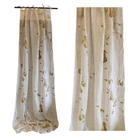 White Linen Feather Curtains - Set of 2