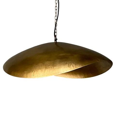 Vitrene Brass Glass Hanging Light - Medium