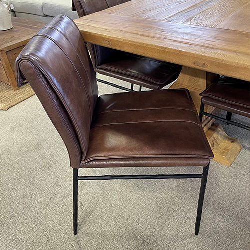 Maxson Brown Leather Dining Chair - Metal Legs *4 Available*