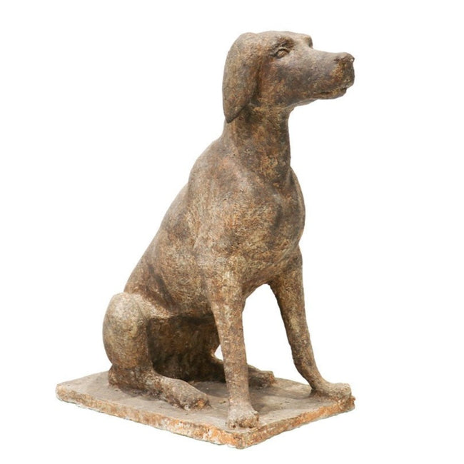 Aged Finish Clay Dog Statue - Medium