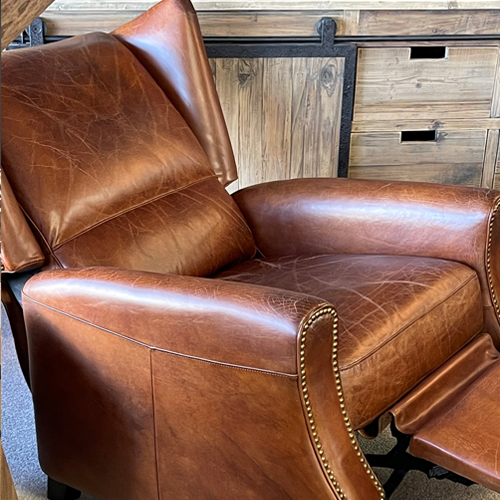 Tan leather on sale recliner lounge
