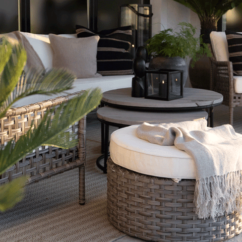 Artwood Marbella Outdoor Ottoman - Black Twist