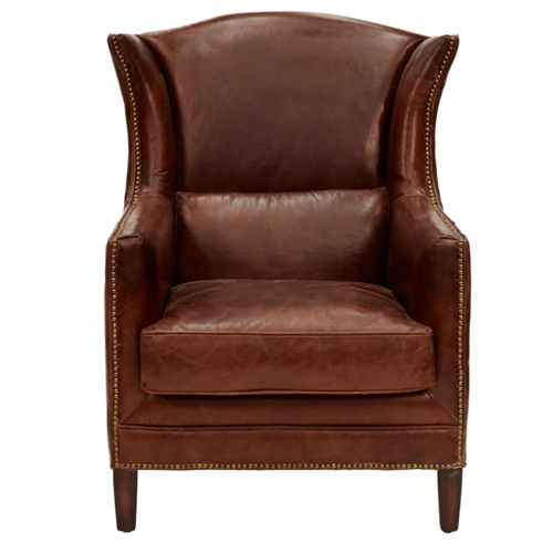 Wing Leather Armchair - Aged Brown