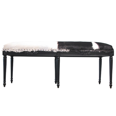 Woven Leather Bench Seat - Black