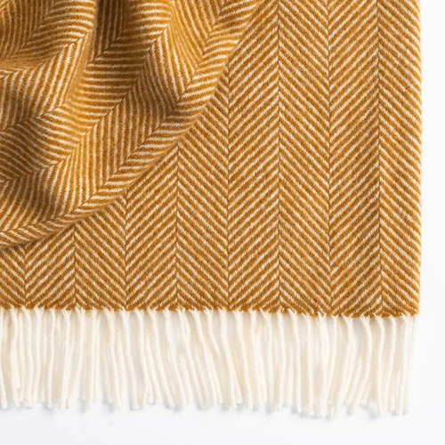 Herringbone Large Ochre Throw Weave Magnus NZ Wool Throw Amber