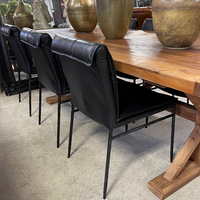 Maxson Black Leather Dining Chair - Metal Legs