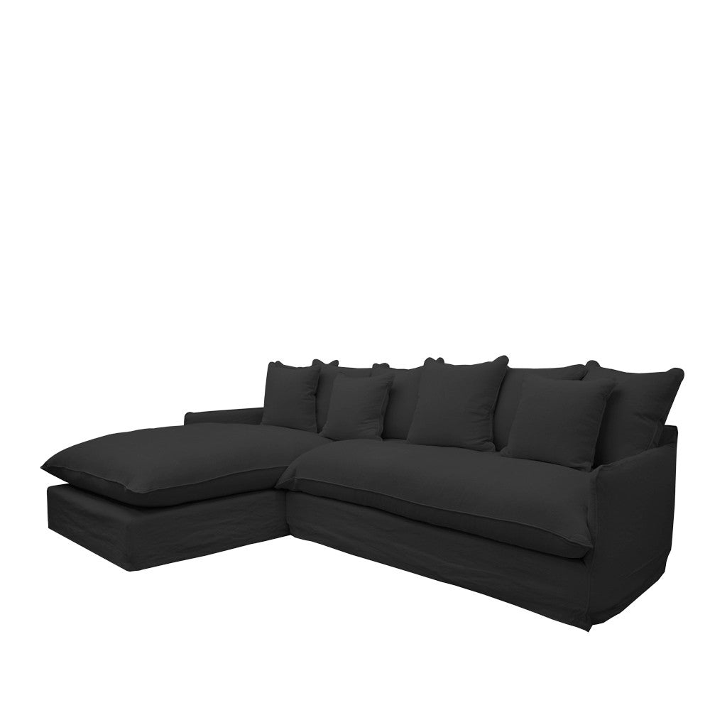 Lotus Slipcover Sofa with Chaise - Left - Carbon