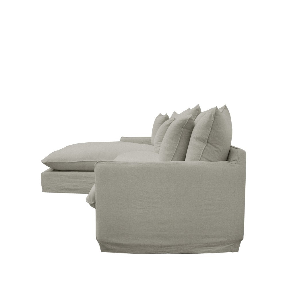 Lotus Slipcover Sofa with Chaise - Left - Khaki