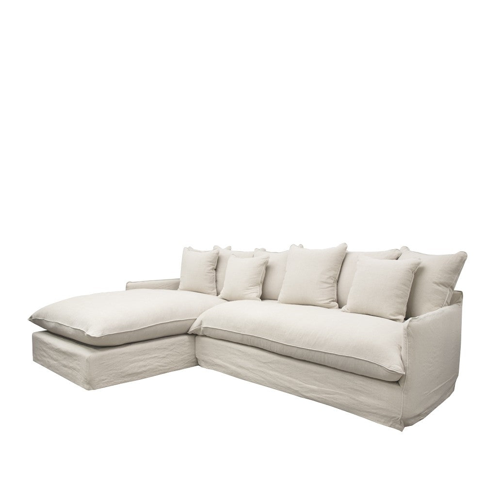 Lotus Slipcover Sofa with Chaise - Left - Natural