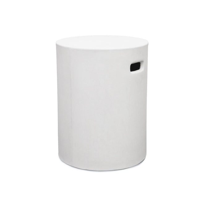 Round Concrete Outdoor Side Table - White