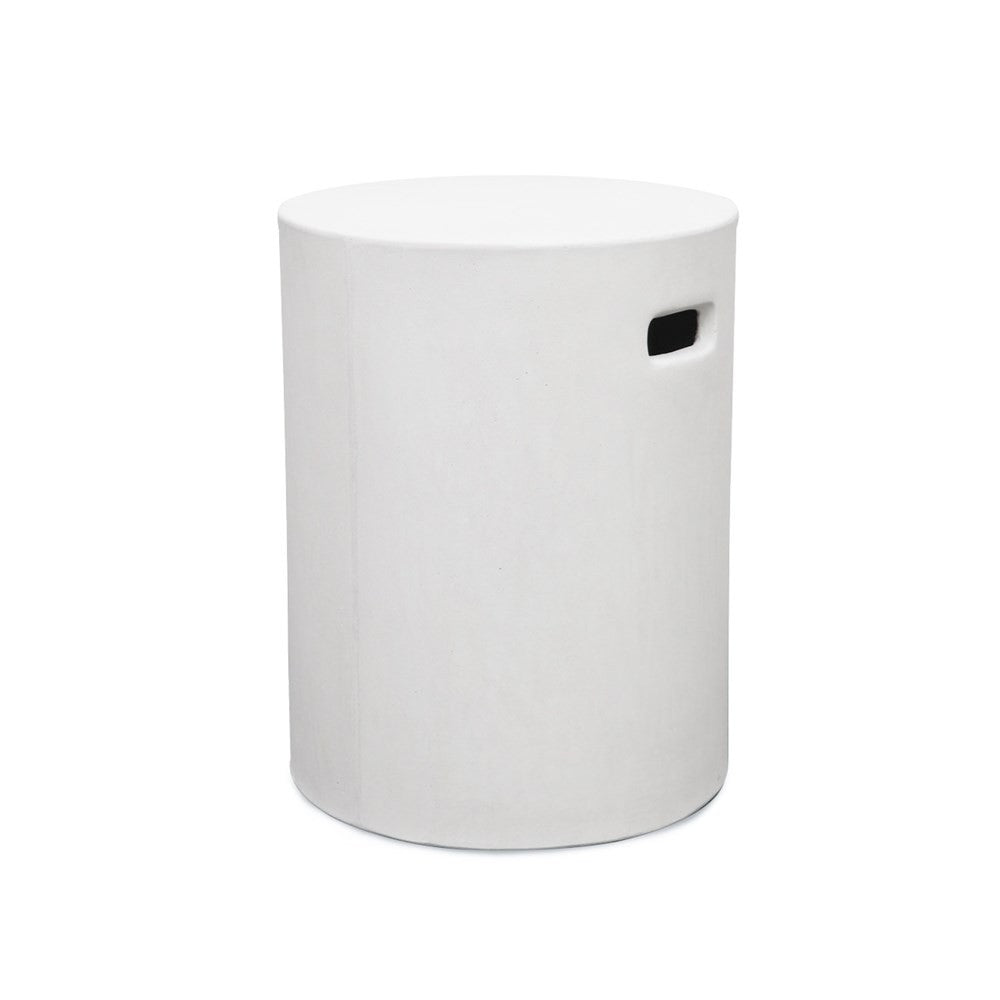 Round Concrete Outdoor Stool - White