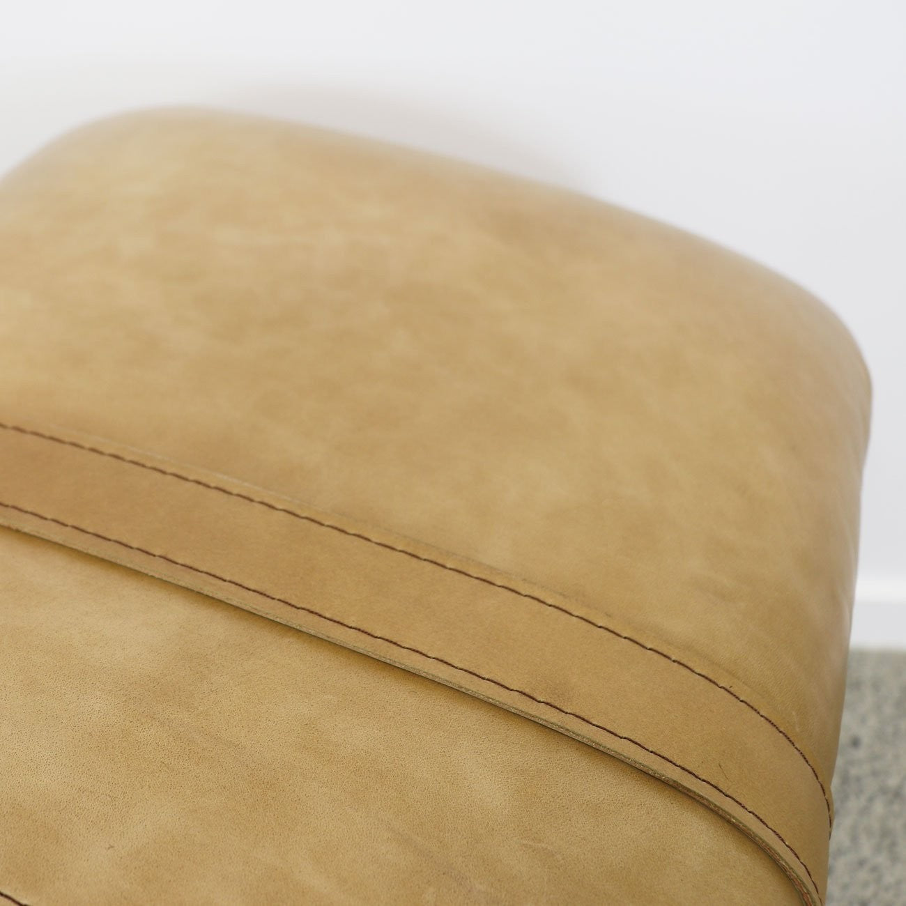 Bayley Leather Strap Ottoman/Bench - Tan Leather