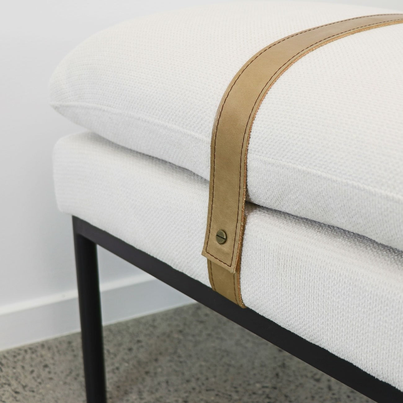 Bayley Bench with Leather Straps - Off-White