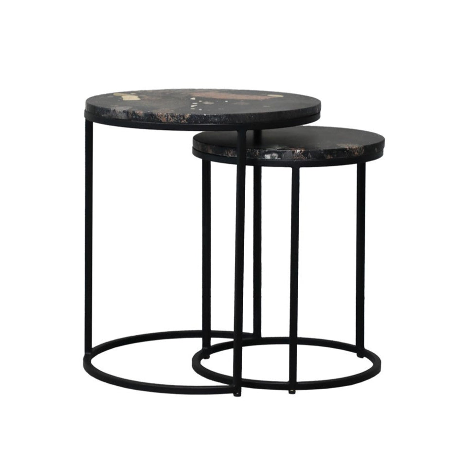 Monaco Marble Nest of 2 Side Table - Pebble