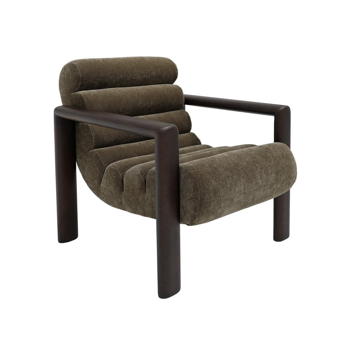 Brown armchair with black frame on a white background