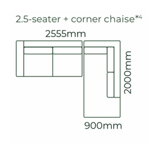 Bellamy 2.5 Seater with Corner Chaise - Poker Fabric - NZ Made