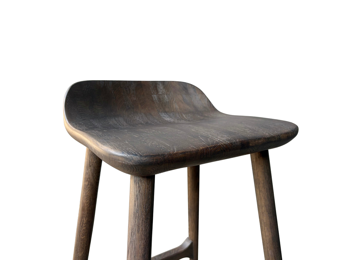 Cortez Barstool - Solid American White Oak - Dark Brown