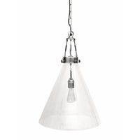 Vitrene Silver Finish Glass Hanging Light - Large
