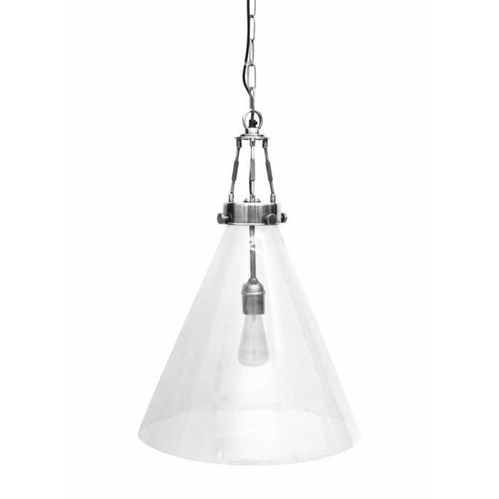 Vitrene Silver Finish Glass Hanging Light - Large