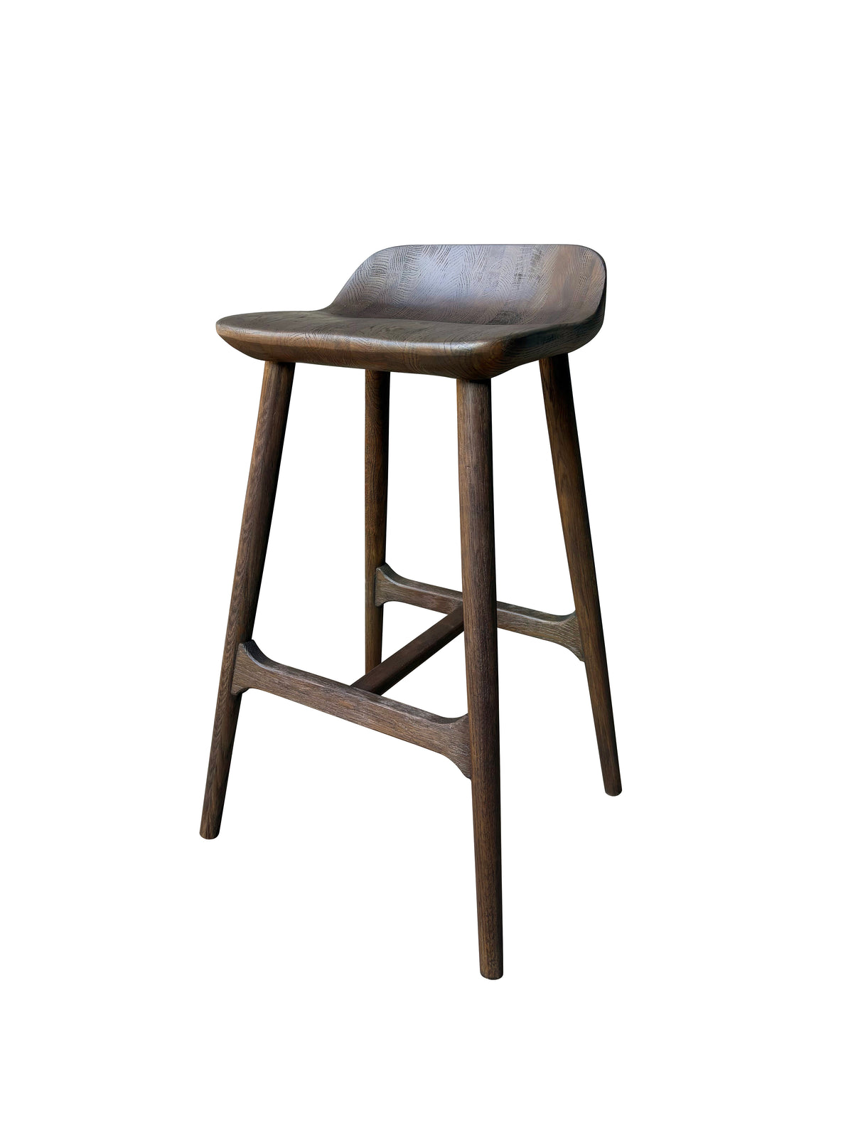 Cortez Barstool - Solid American White Oak - Dark Brown