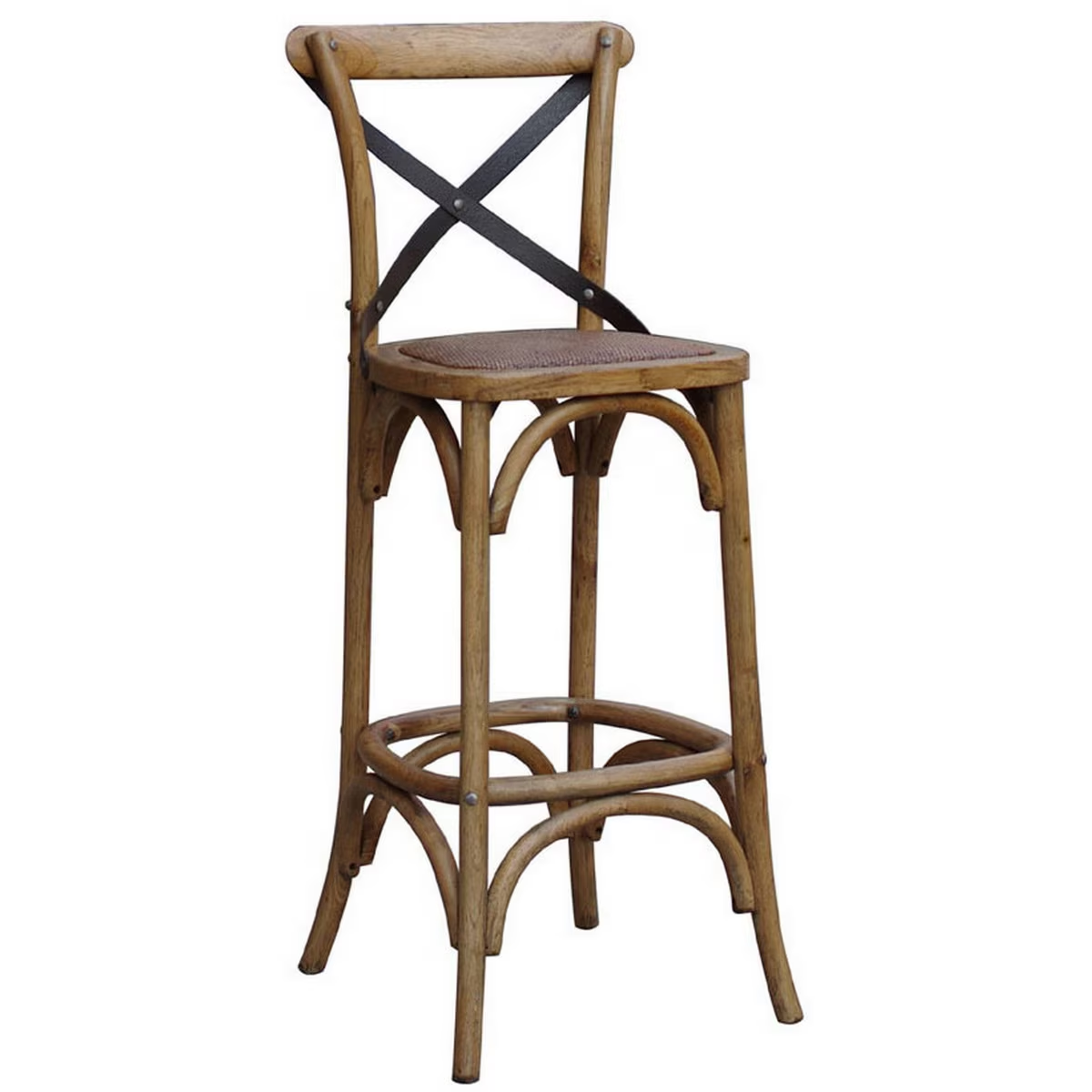 Marcel Cross-Back Barstool - Oak with Metal Cross