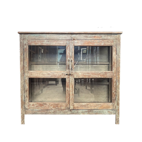 Rustic Iron Shelving with Cabinet - Vintage