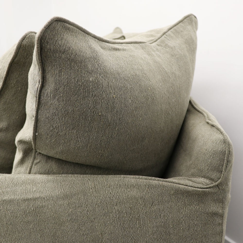 Lotus Slipcover Sofa with Chaise - Right - Khaki