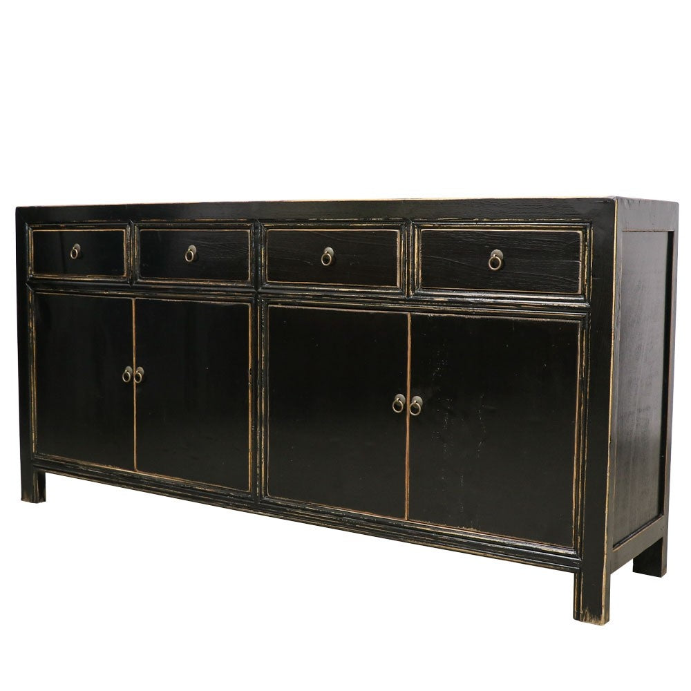 Oriental Painted 4 Door Sideboard - Vintage Black