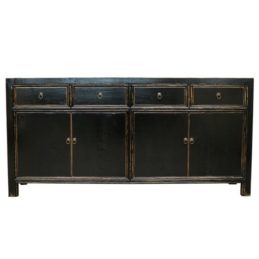 Oriental Painted 4 Door Sideboard - Vintage Black