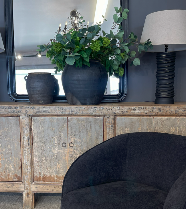 Vintage Dark Grey Earthenware Pot
