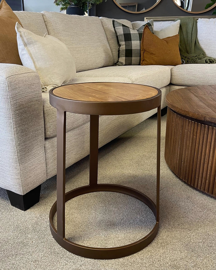 Aeros Round Side Table - Brass