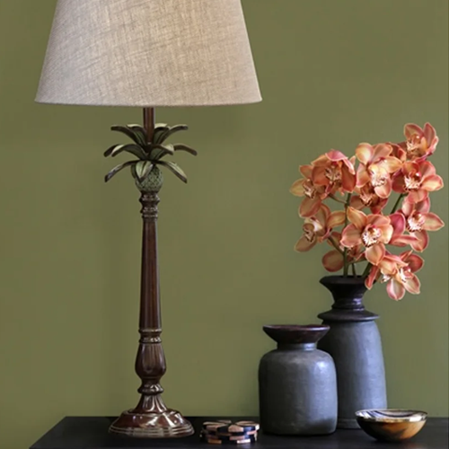 Aged Bronze Palm Table Lamp with Shade