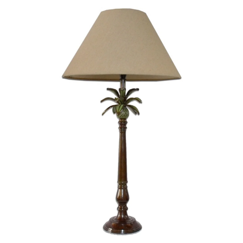 Aged Bronze Palm Table Lamp with Shade