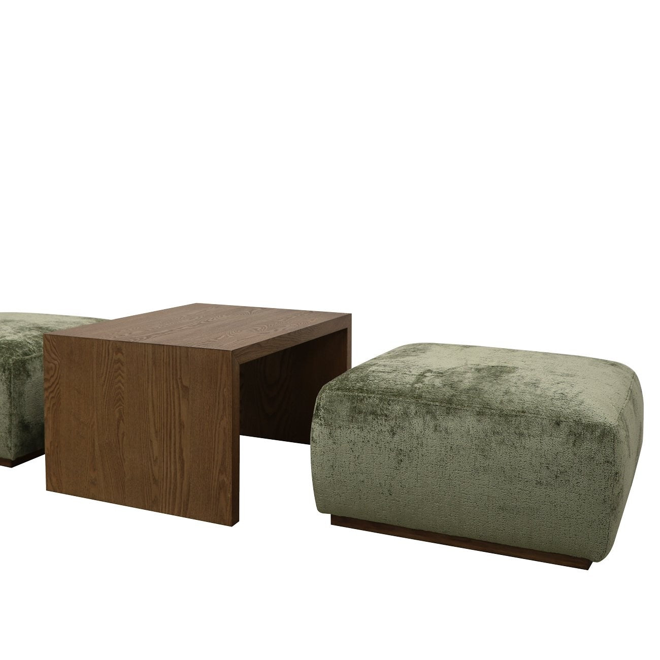 Alana Coffee Table + Ottomans Set - Forest