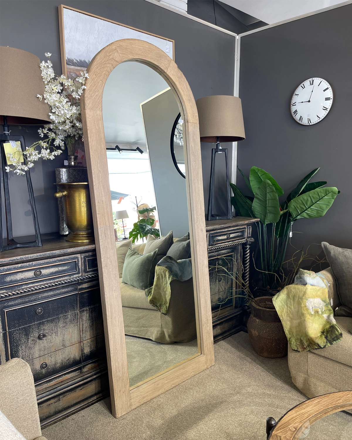 Arch Leaner Mirror - Elm Frame