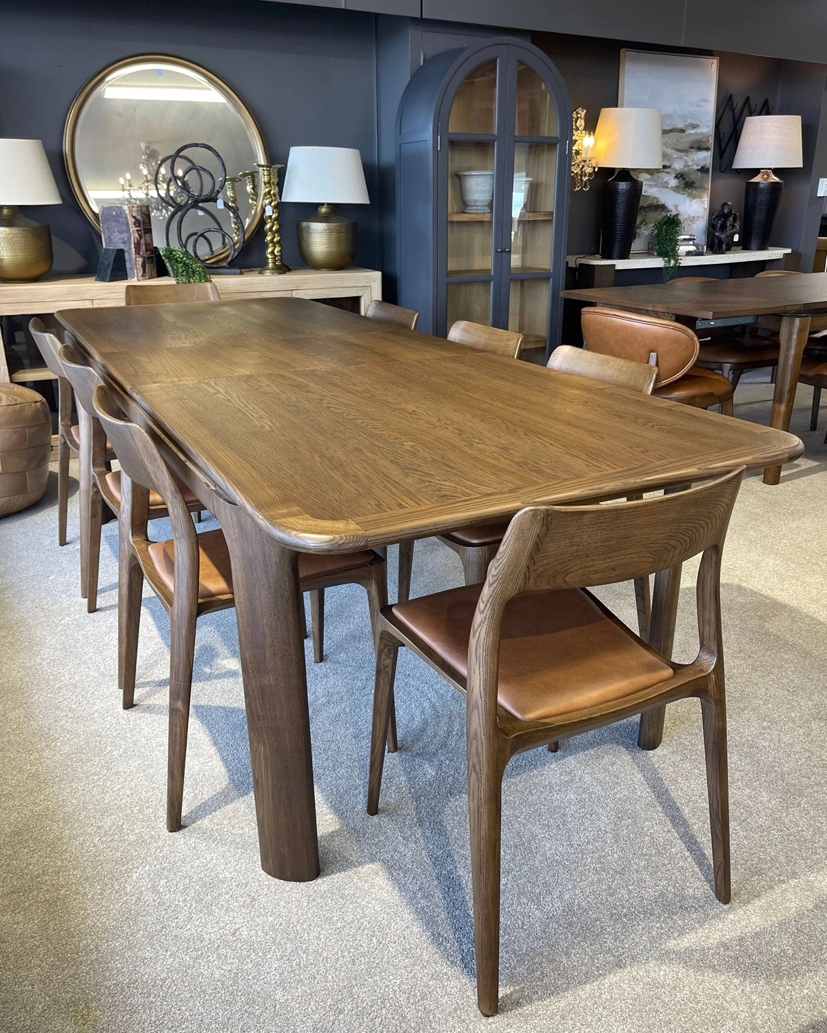 Austin Double Extension Dining Table - 2.2m - 2.7m - 3.2m - Mid-Brown