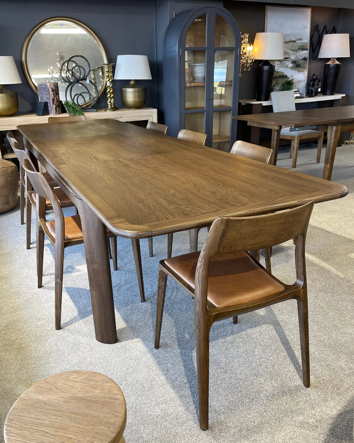 Austin Double Extension Dining Table - 2.2m - 2.7m - 3.2m - Mid-Brown