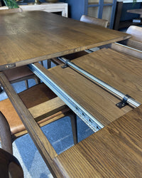 Austin Double Extension Dining Table - 2.2m - 2.7m - 3.2m - Mid-Brown