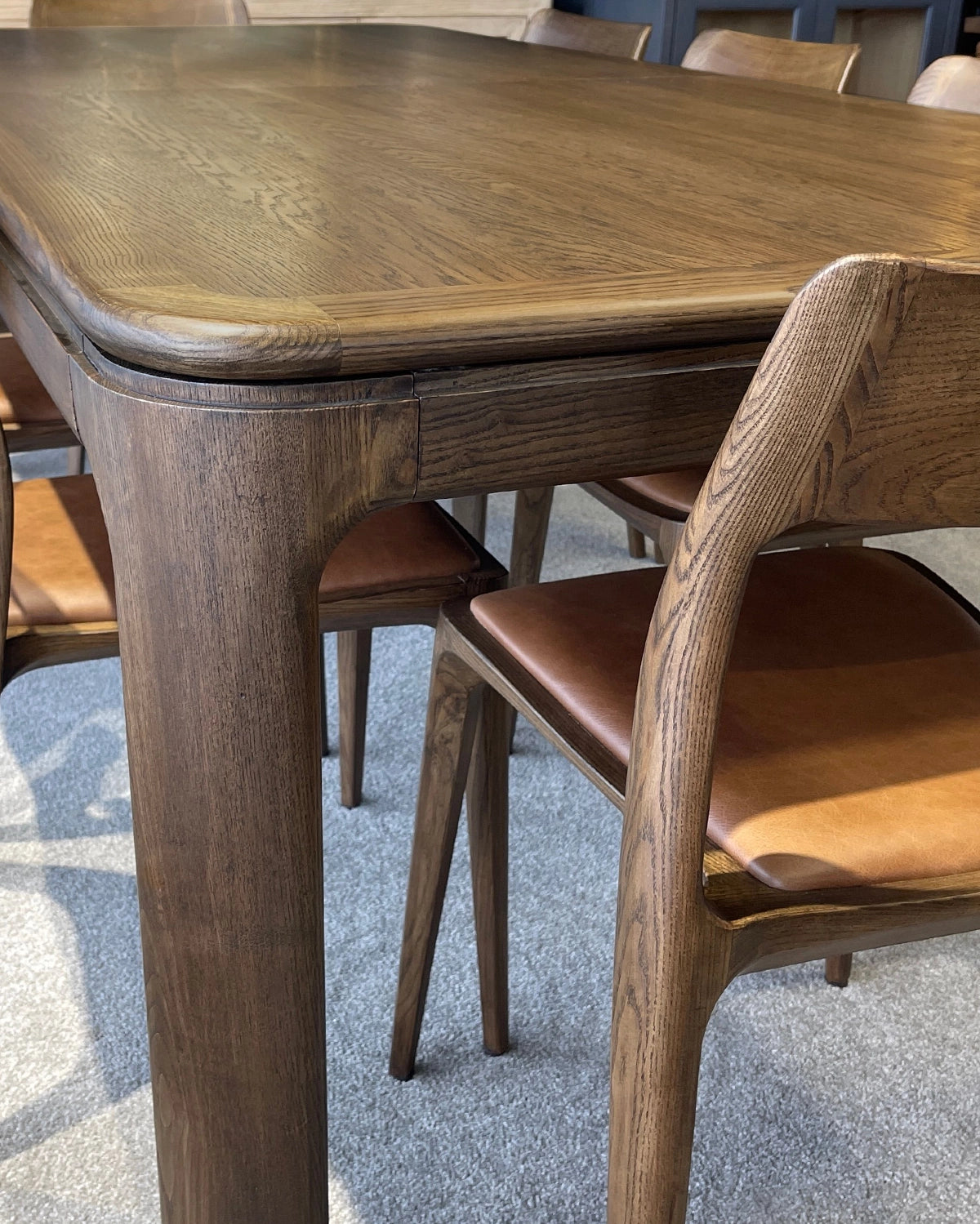 Austin Double Extension Dining Table - 2.2m - 2.7m - 3.2m - Mid-Brown