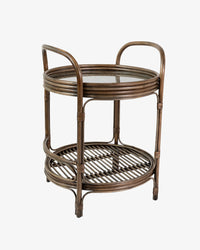 Bermuda 2 Tier Side Table - Walnut Rattan